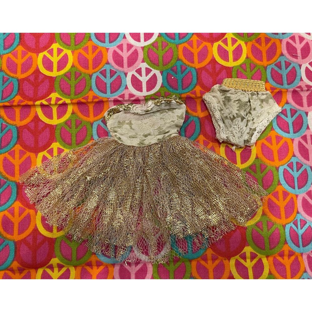 Mattel Barbie Doll Glitter and Gold 2pc Dress with undies Handmade
